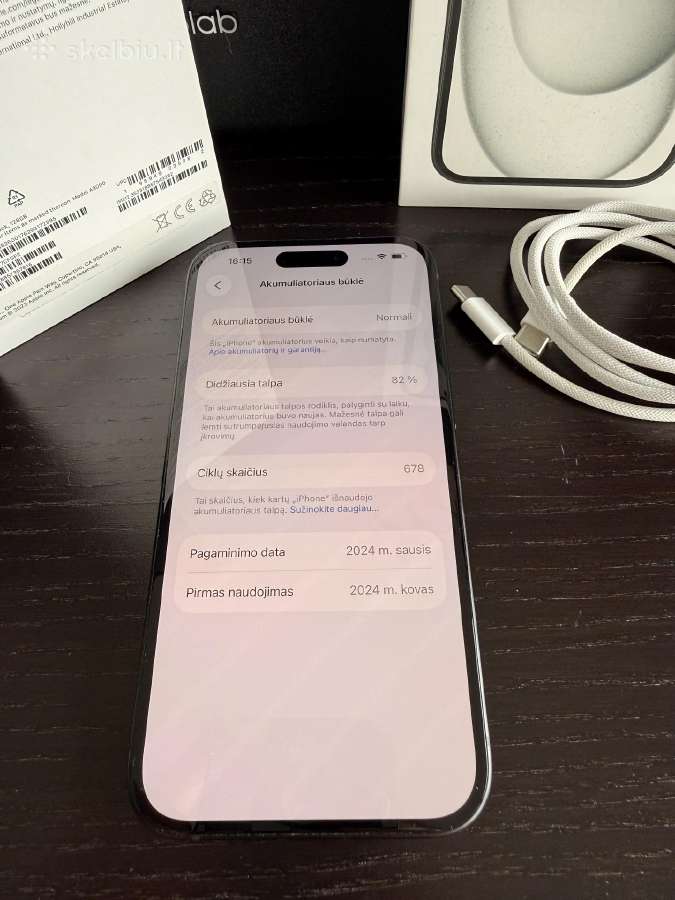 iPhone 15 black 128gb idealios buklės - nuotraukos Nr. 5