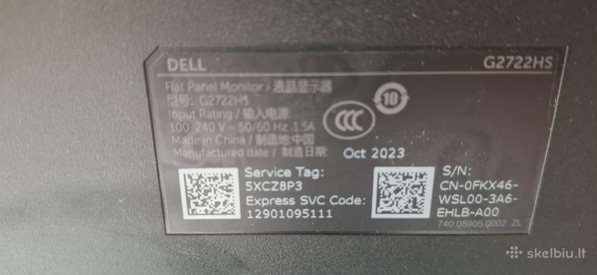 Dell G2722hs Fullhd 165 Hz 27' colių Monitorius - nuotraukos Nr. 4