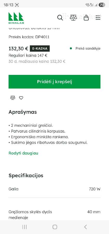 Elektrinis gręžtuvas Dp4011 - nuotraukos Nr. 8