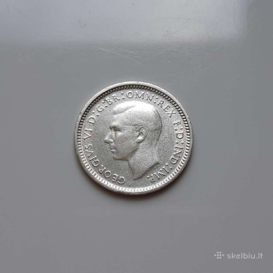 Australija 3 pensai sidabras 1948 - nuotraukos Nr. 2