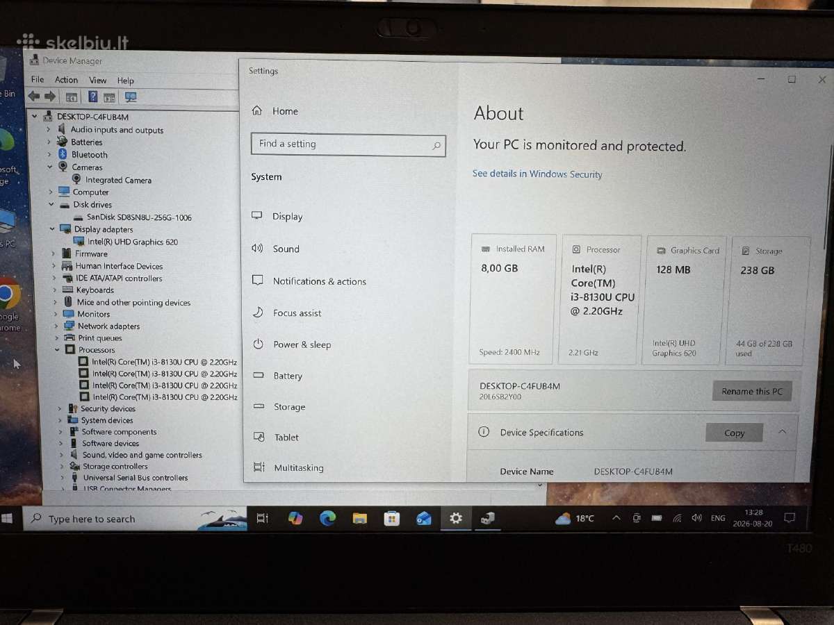 Lenovo Thinkpad T480 lieciamu ekranu - nuotraukos Nr. 4