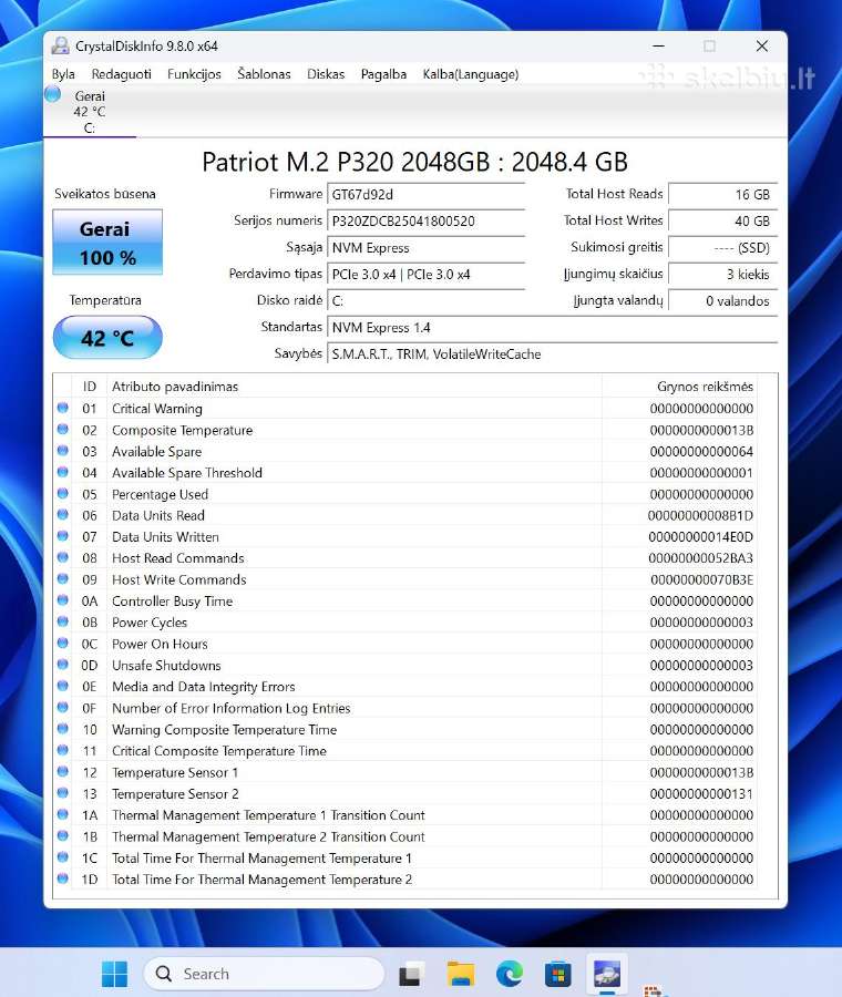 Ryzen 5700x, 32gb RAM, 5060ti 16gb, SSD 2tb, Win11 - nuotraukos Nr. 11