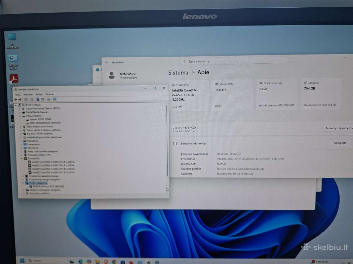 I5-6500,16ram,gtx1060-6gb,250gb SSD - nuotraukos Nr. 12