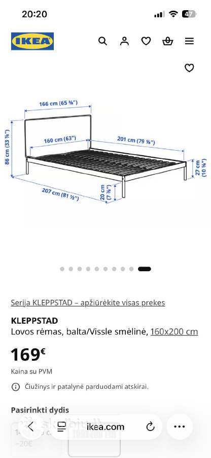 Parduodama dvigulė 160*200 Ikea lova - nuotraukos Nr. 3