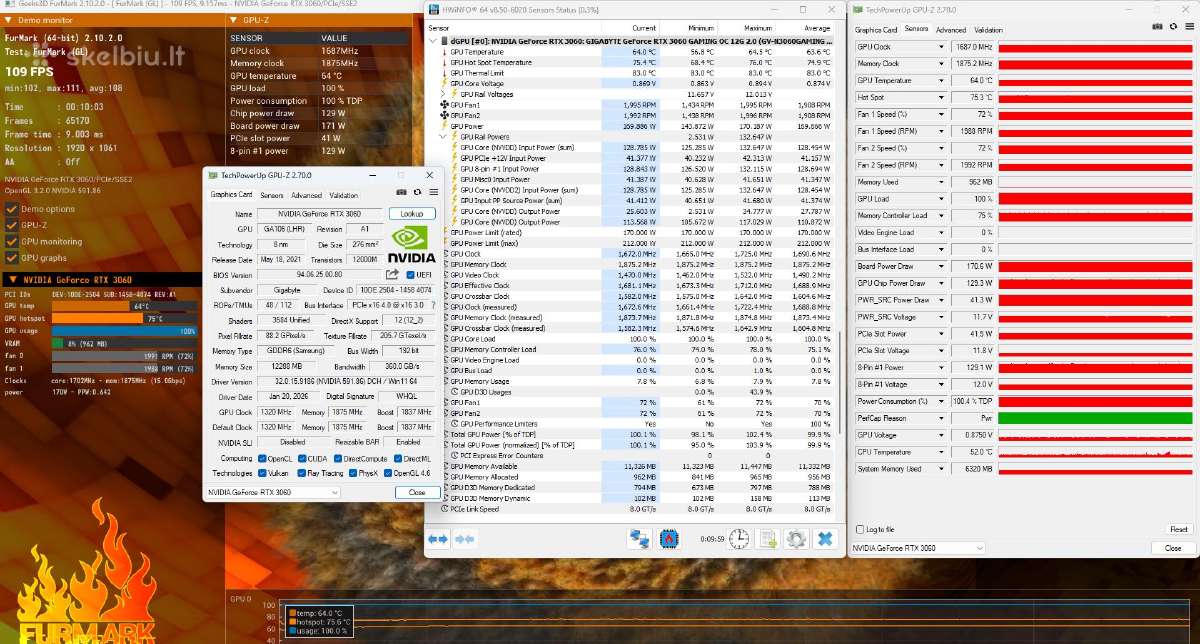 Gigabyte Rtx 3060 Gaming Oc Rev. 2.0 12gb - nuotraukos Nr. 10