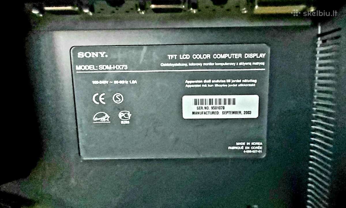 Sony Sdm-hx73 17" LCD monitorius – Dvi, Vga, garsi - nuotraukos Nr. 8