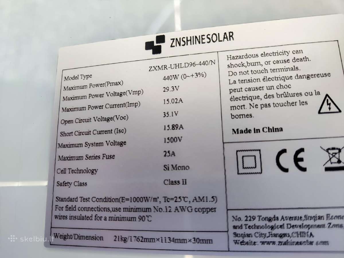 Saulės panelės Znshinesolar 440w - nuotraukos Nr. 2