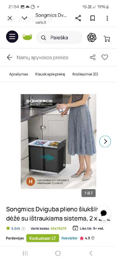 Įmontuojama šiukšlių dėžės - nuotraukos Nr. 3
