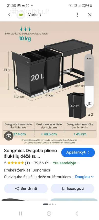 Įmontuojama šiukšlių dėžės - nuotraukos Nr. 4
