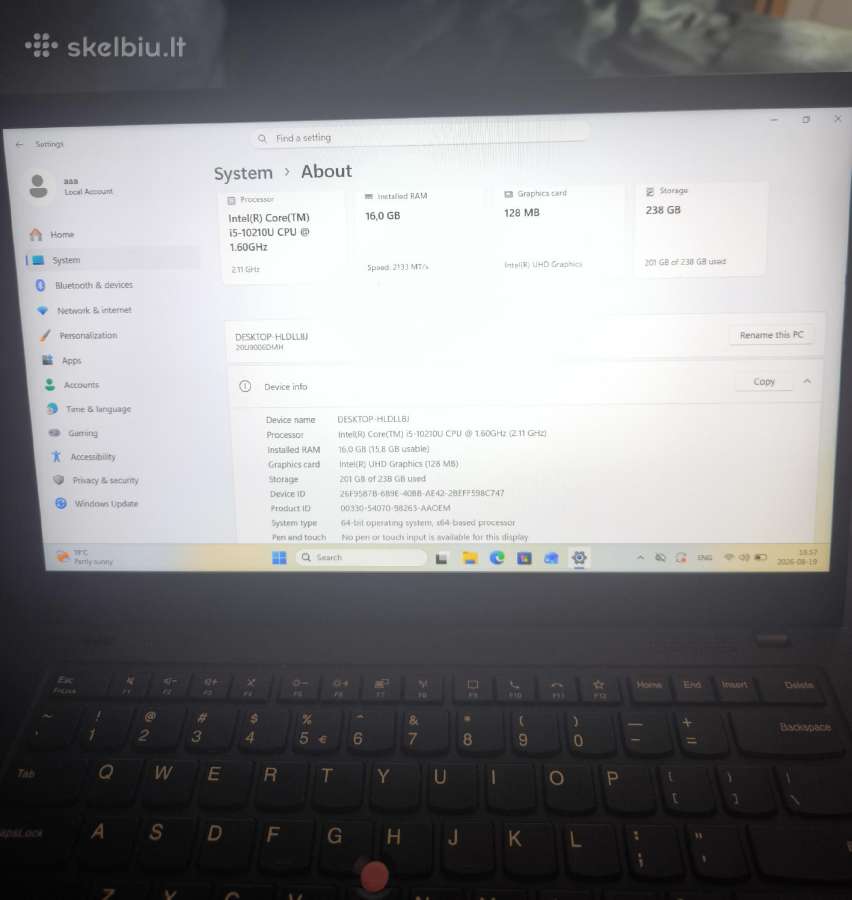 Lenovo Thinkpad X1 Carbon Gen8 - nuotraukos Nr. 3