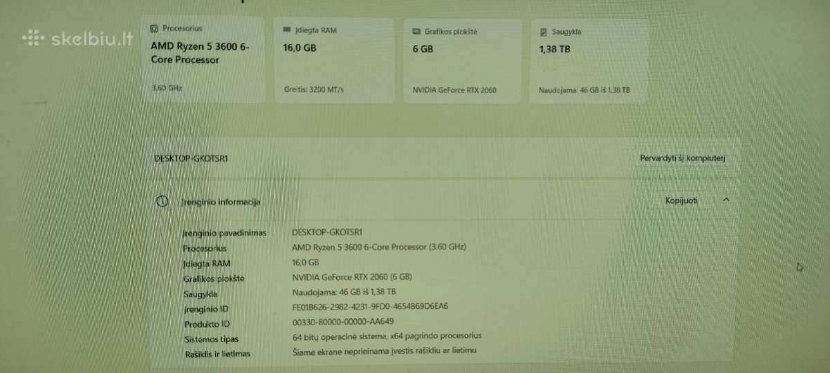 Gaming Kompiuteris – Ryzen 5 3600 + Rtx 2060 6gb - nuotraukos Nr. 4