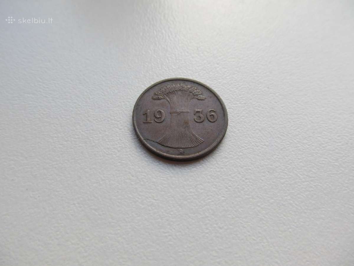 1 reichspfennig , Vokietija , 1933 A , 1936 A - nuotraukos Nr. 4