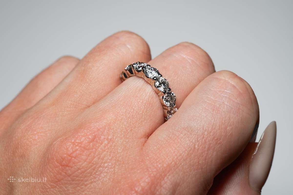 Žiedas natūralių deimantų juostelė 2.15ct - nuotraukos Nr. 3