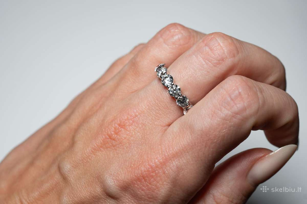 Žiedas natūralių deimantų juostelė 2.15ct - nuotraukos Nr. 6