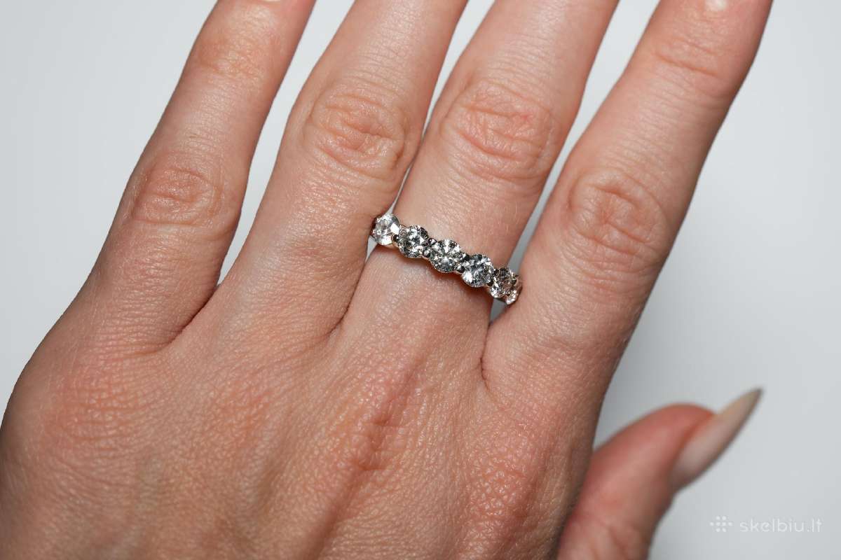 Žiedas natūralių deimantų juostelė 2.15ct - nuotraukos Nr. 7