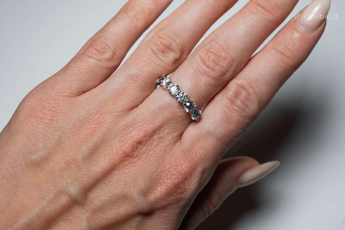 Žiedas natūralių deimantų juostelė 2.15ct - nuotraukos Nr. 2