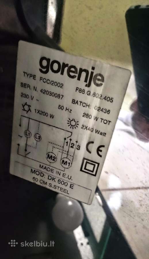 „gorenje“ nerūdijančio plieno gartraukis Dk 600e - nuotraukos Nr. 5
