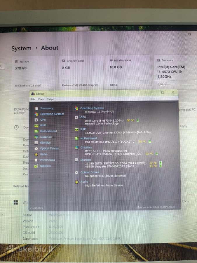 Biudžetinis Pc žaidimams Intel I5, 16gb Gpu, SSD - nuotraukos Nr. 6