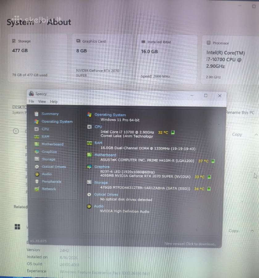 Pc Žaidimams Intel I7-10700, Rtx 2070 Super, 16 GB - nuotraukos Nr. 7