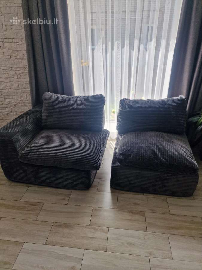 Nauja dvivietė modulinė sofa – pilka korduro - nuotraukos Nr. 2