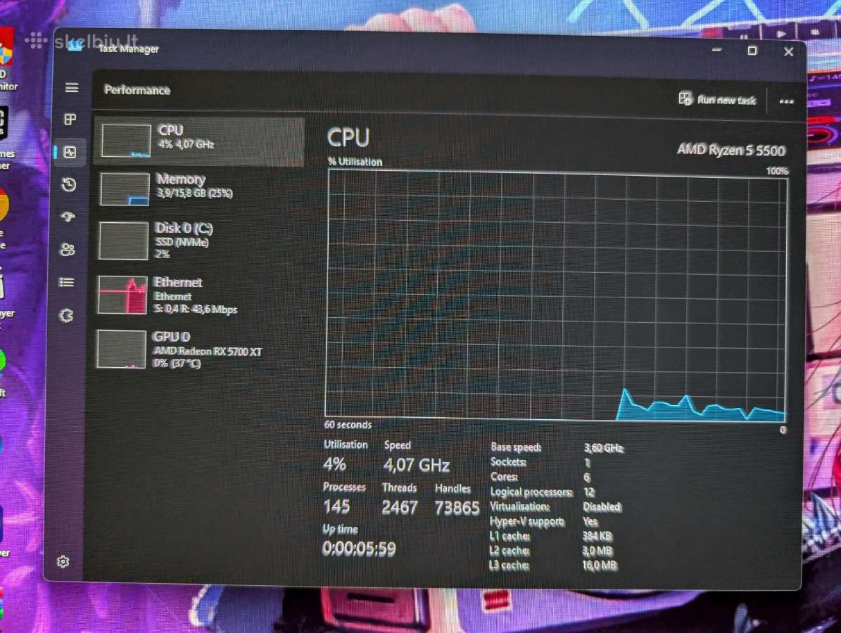 Žaidimų-mokslų Pc Ryzen 5500,16gb,rx5700xt,512gb - nuotraukos Nr. 10