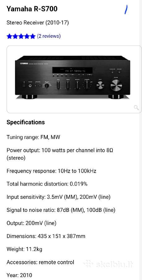 Yamaha R-s700 - nuotraukos Nr. 2