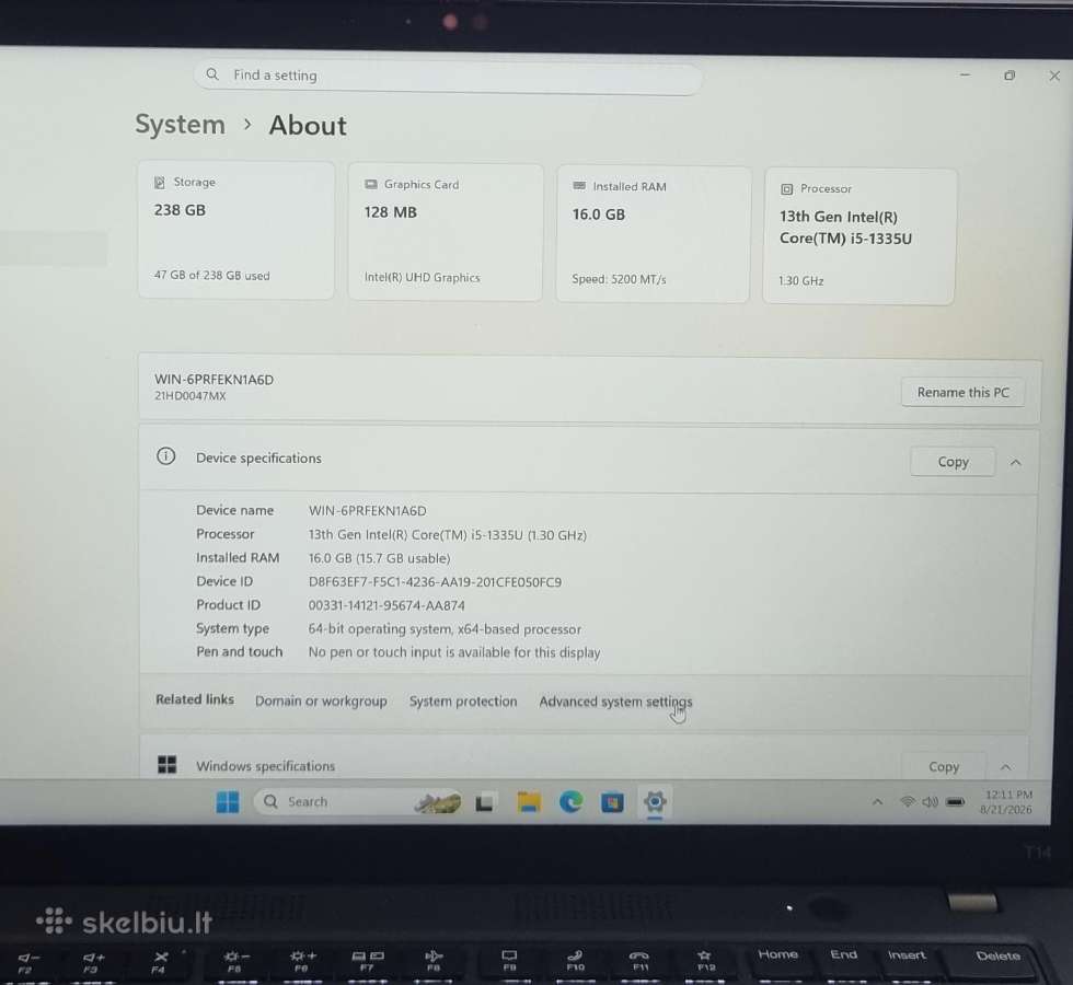 Lenovo Thinkpad T14 gen 4 - nuotraukos Nr. 9