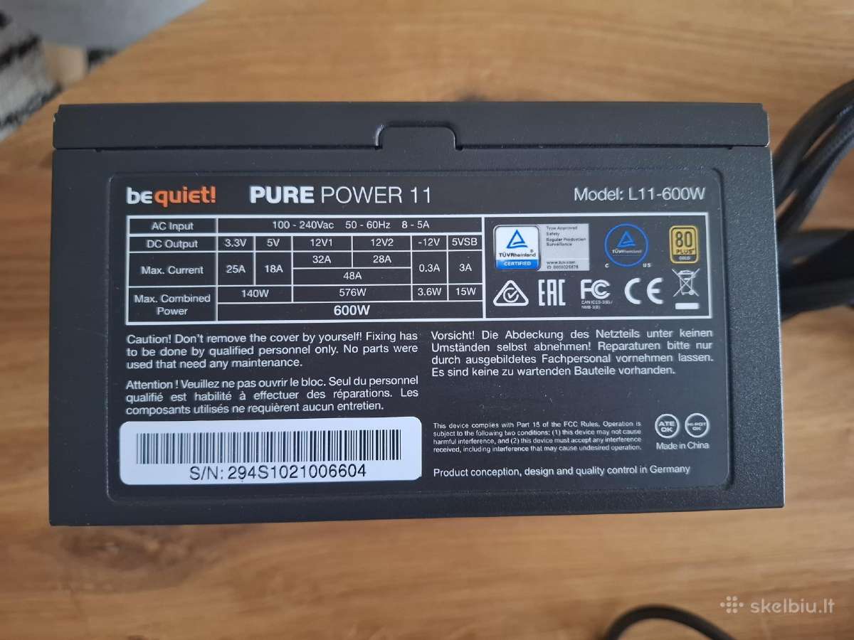 Be Quiet Pure Power 11 600 W (80 Plus Gold) - nuotraukos Nr. 2