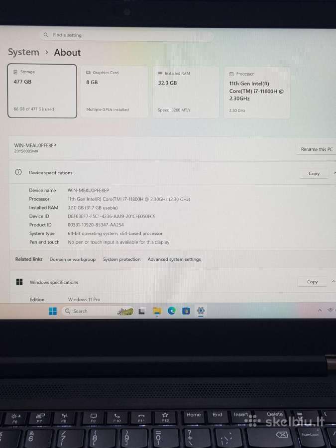 Lenovo Thinkpad T15g Gen2 i7 Rtx 3070 - nuotraukos Nr. 10
