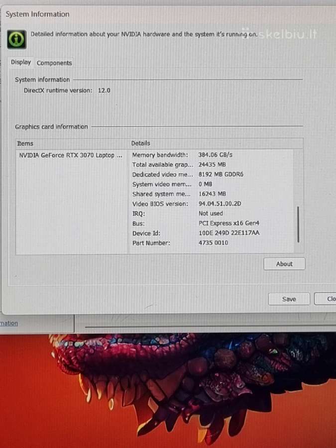 Lenovo Thinkpad T15g Gen2 i7 Rtx 3070 - nuotraukos Nr. 11