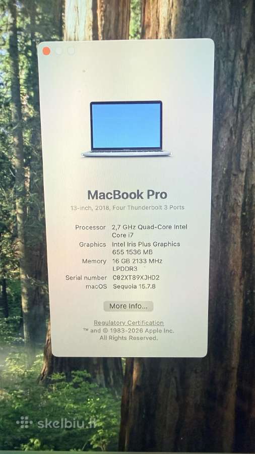 Apple MacBook Pro 13.3 A1989 su defektu - nuotraukos Nr. 4