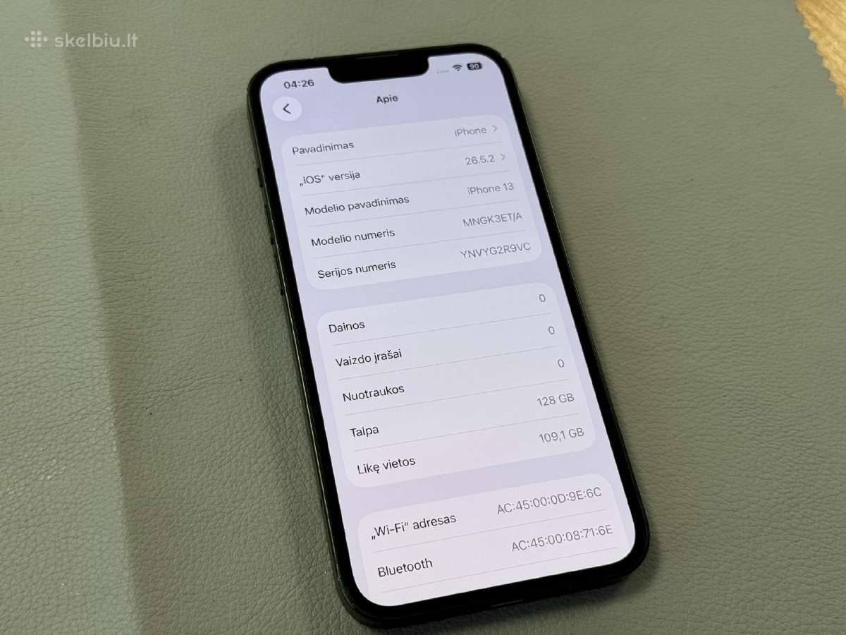 iPhone 13 128gb su 84 baterija - nuotraukos Nr. 8