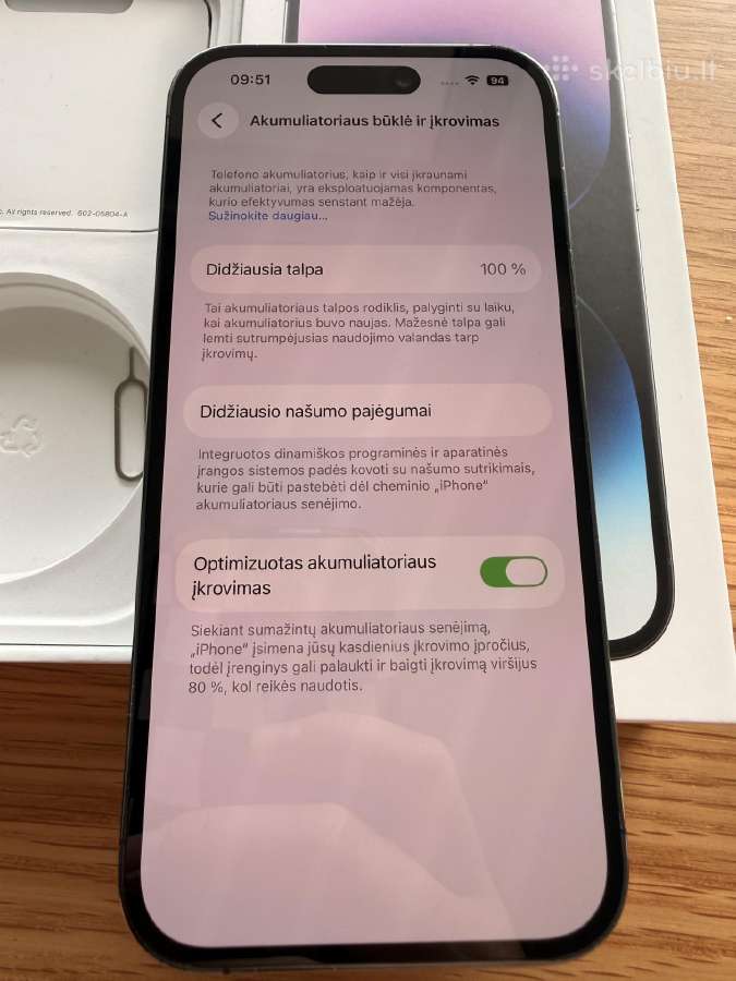 iPhone 14 pro 256gb 100% deep purple - nuotraukos Nr. 3
