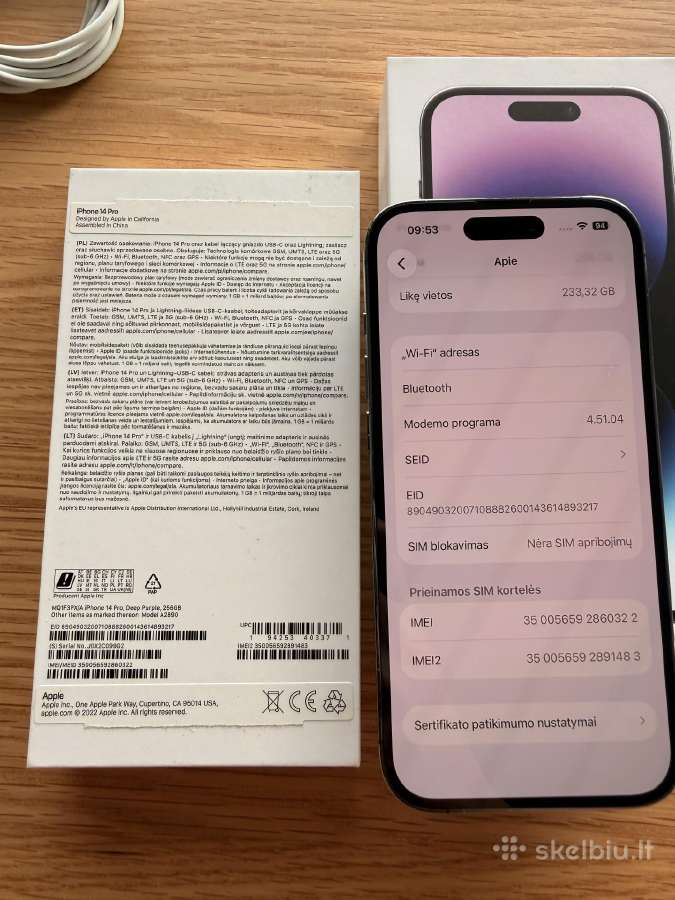 iPhone 14 pro 256gb 100% deep purple - nuotraukos Nr. 4