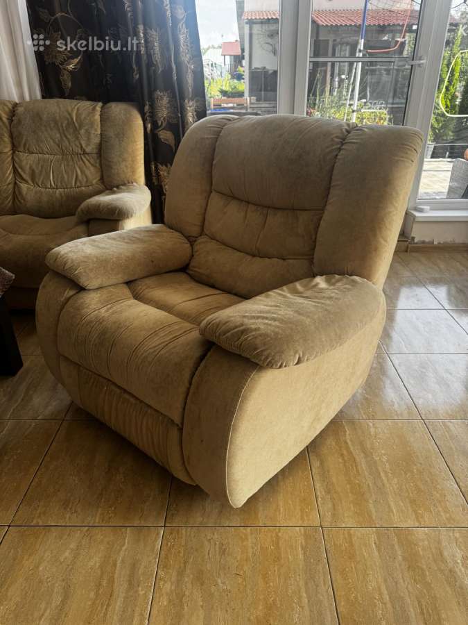 Minkštų baldų komplektas - sofa + 2 reglaineriai - nuotraukos Nr. 2