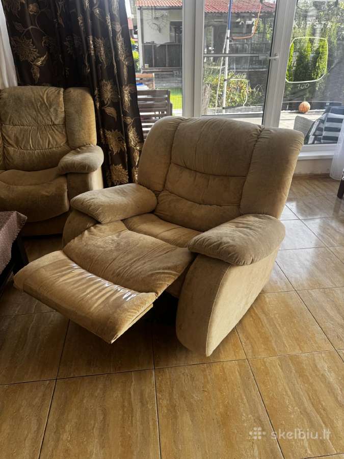Minkštų baldų komplektas - sofa + 2 reglaineriai - nuotraukos Nr. 3