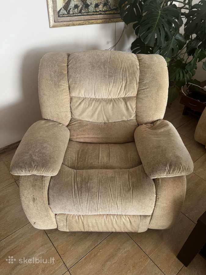 Minkštų baldų komplektas - sofa + 2 reglaineriai - nuotraukos Nr. 4