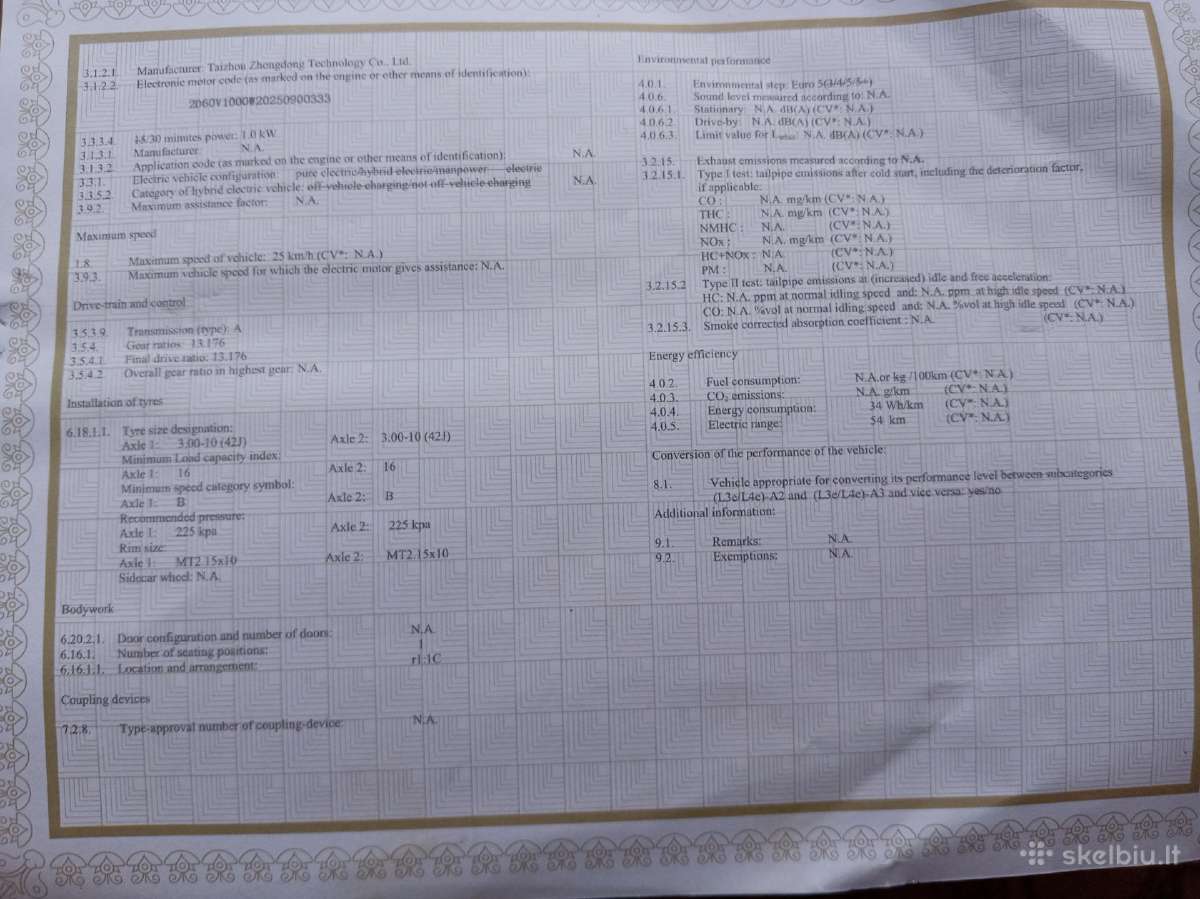Parduodamas naujas elektrinis triratis Skut F1 Cl - nuotraukos Nr. 8