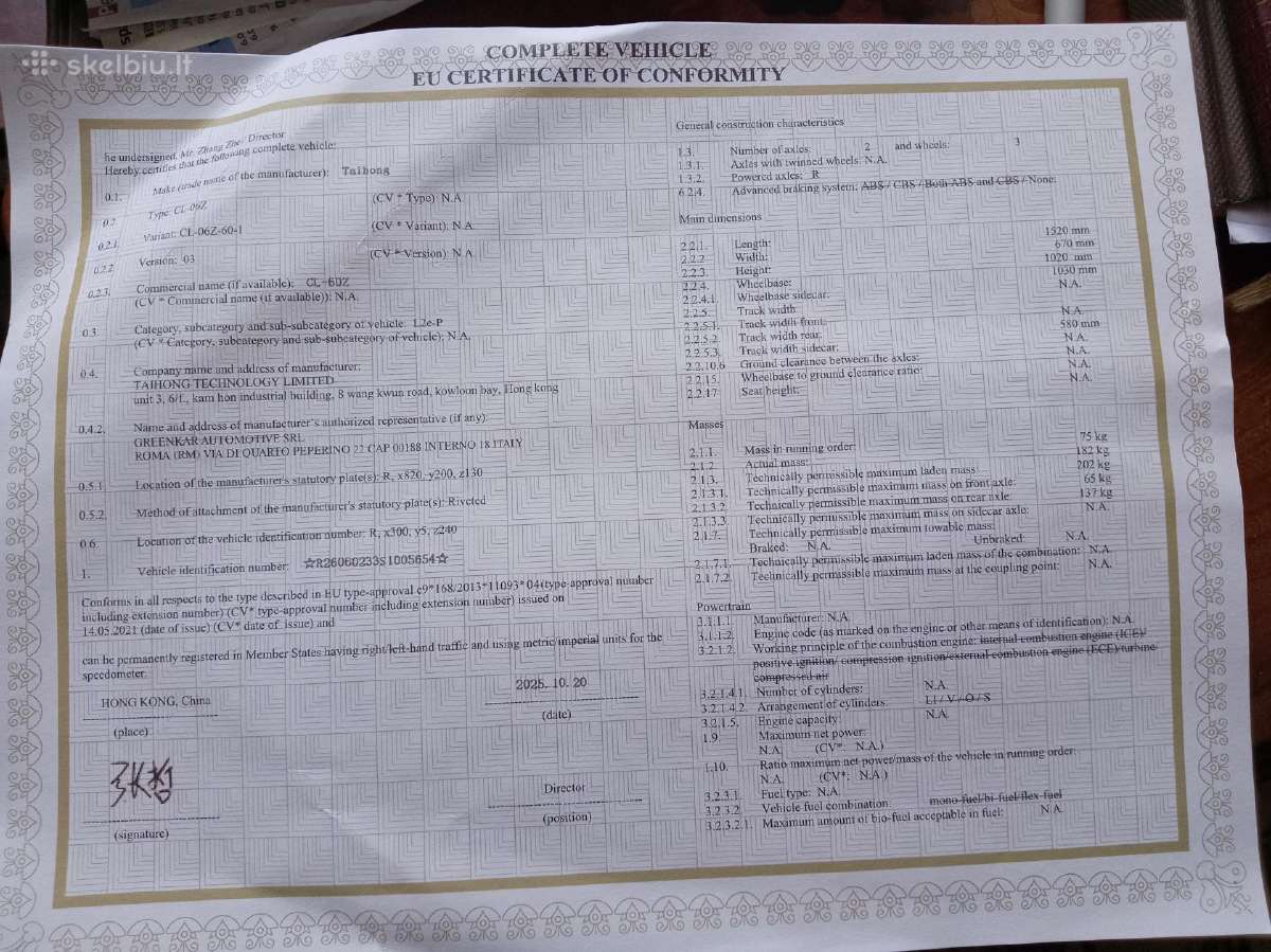 Parduodamas naujas elektrinis triratis Skut F1 Cl - nuotraukos Nr. 9