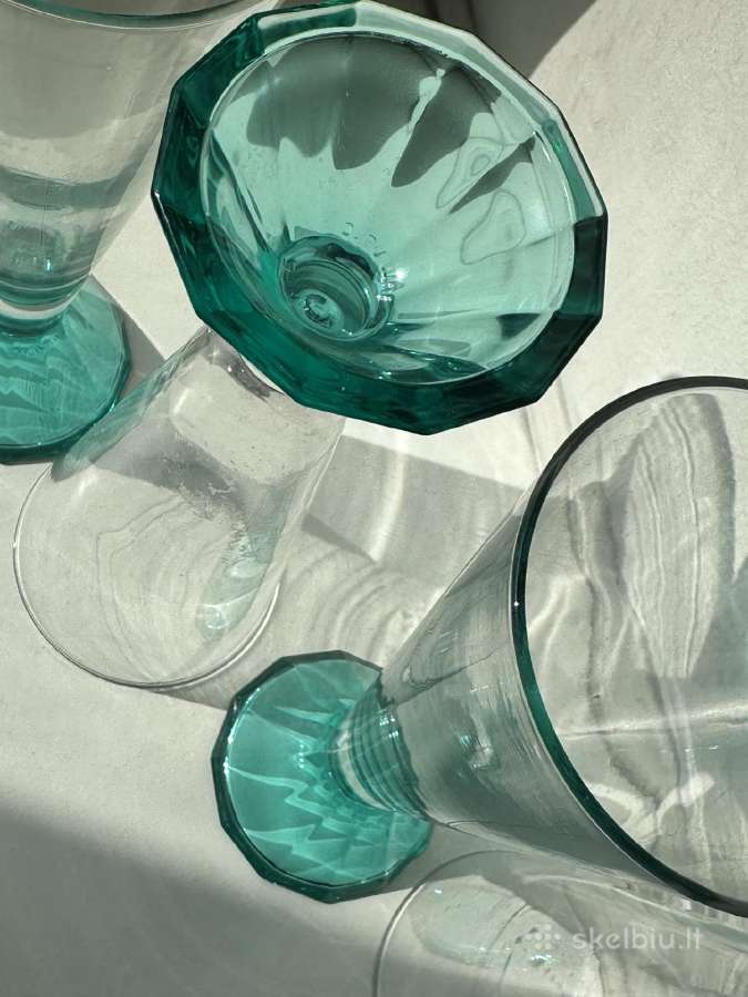 Keturios vintažinės stiklinės - mid-century - nuotraukos Nr. 2