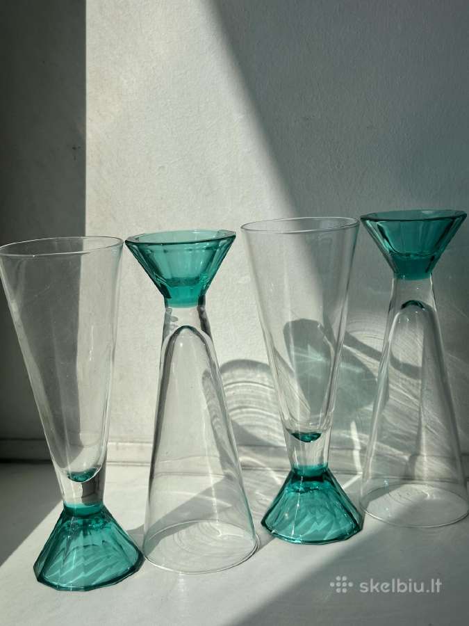 Keturios vintažinės stiklinės - mid-century - nuotraukos Nr. 3
