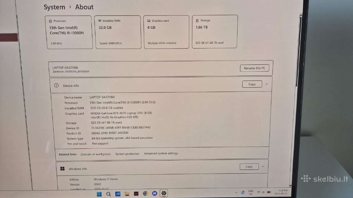Asus Zenbook Pro 16x Oled žaidimų fanui - nuotraukos Nr. 4