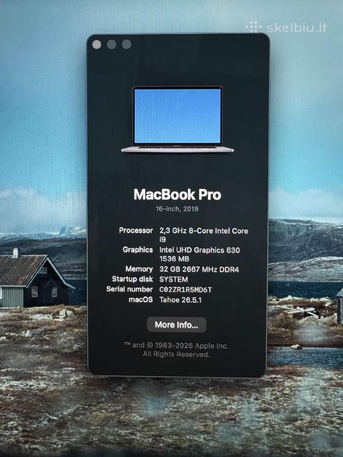 MacBook Pro 16" i9 32gb RAM 1tb 8gb Radeon - nuotraukos Nr. 4