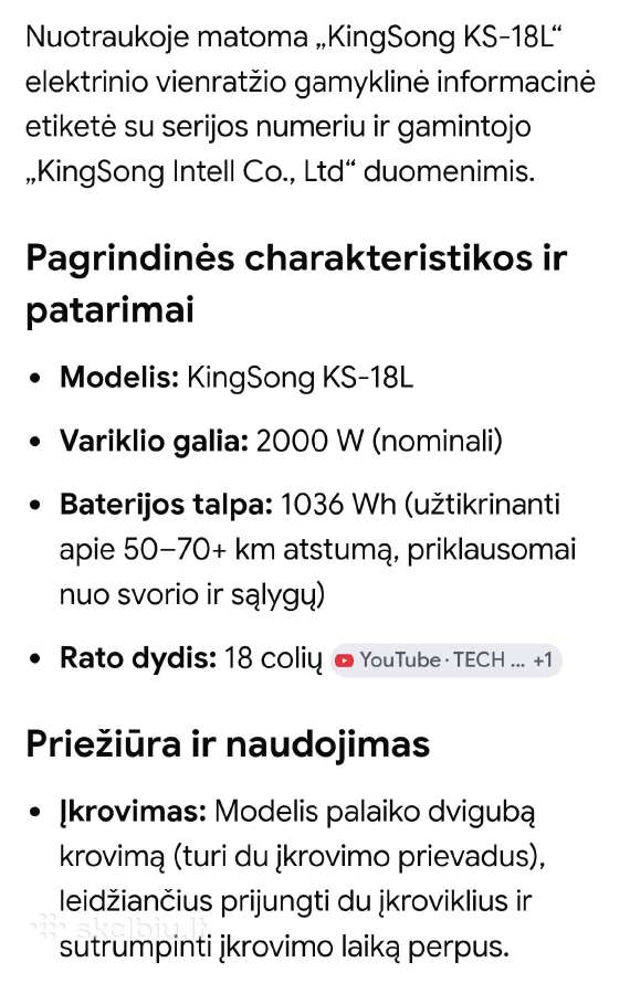 Kingsong - Ks18l vienaratis - nuotraukos Nr. 11