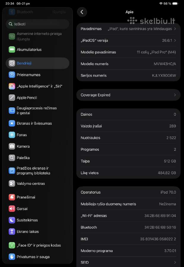 Gera kaina iPad Pro 11 M4 (2024) 512 GB + Cellular - nuotraukos Nr. 9