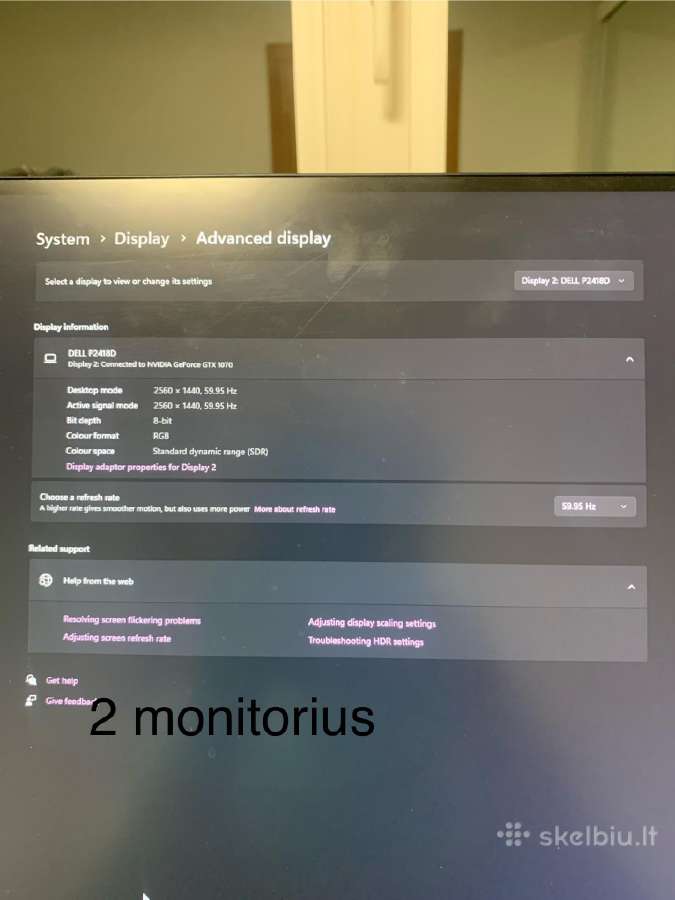 Monitoriai Dell 60hz. 1920x1080 ir 2560x1440 - nuotraukos Nr. 12