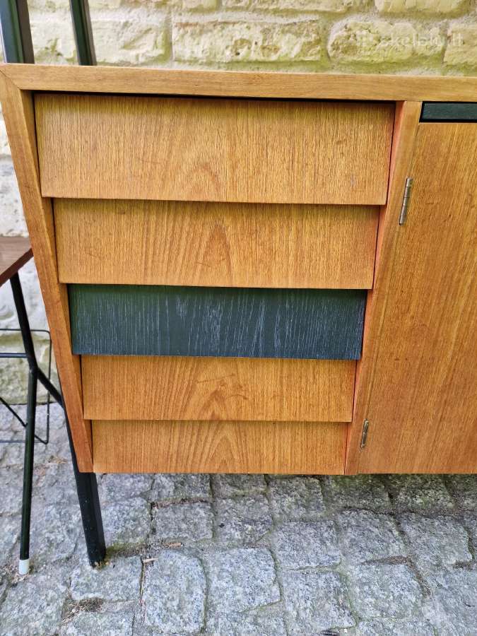 Vintažinė mid century knygų lentyna su darbo vieta - nuotraukos Nr. 2