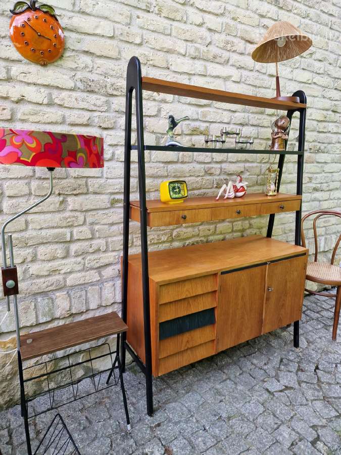 Vintažinė mid century knygų lentyna su darbo vieta - nuotraukos Nr. 3