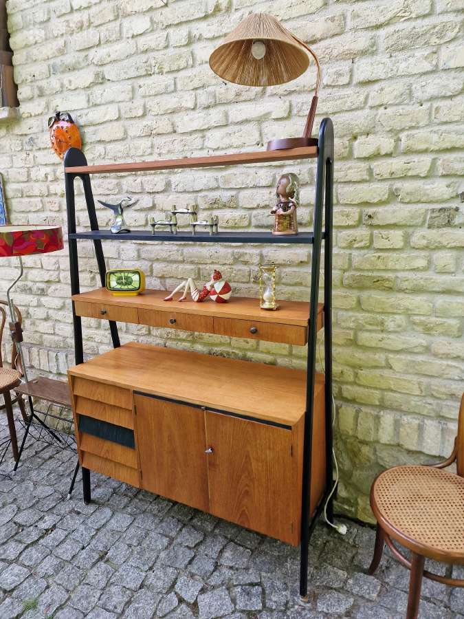 Vintažinė mid century knygų lentyna su darbo vieta - nuotraukos Nr. 7