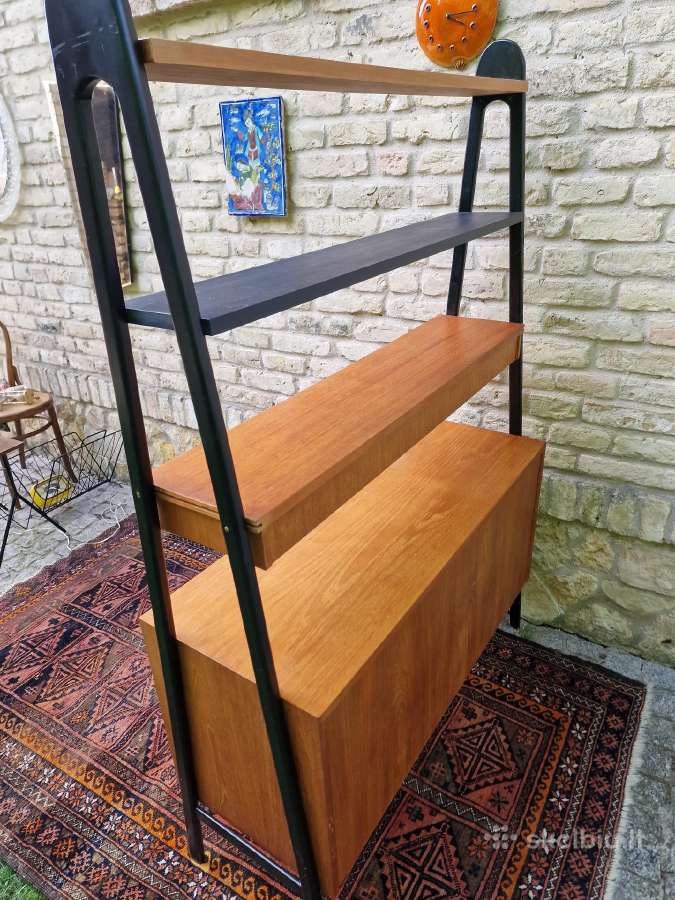 Vintažinė mid century knygų lentyna su darbo vieta - nuotraukos Nr. 16